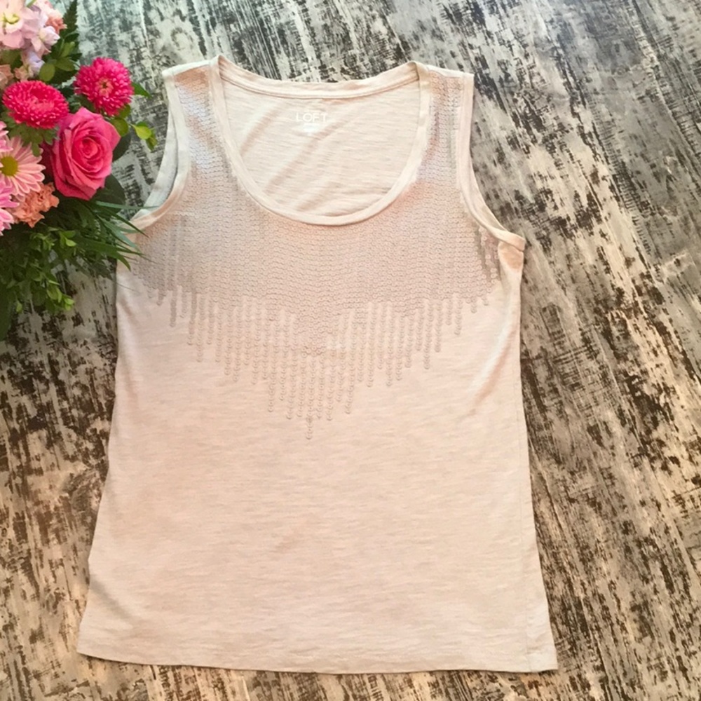 🌻 Ann Taylor Loft, Gray Sequined Tank, SP, NWOT